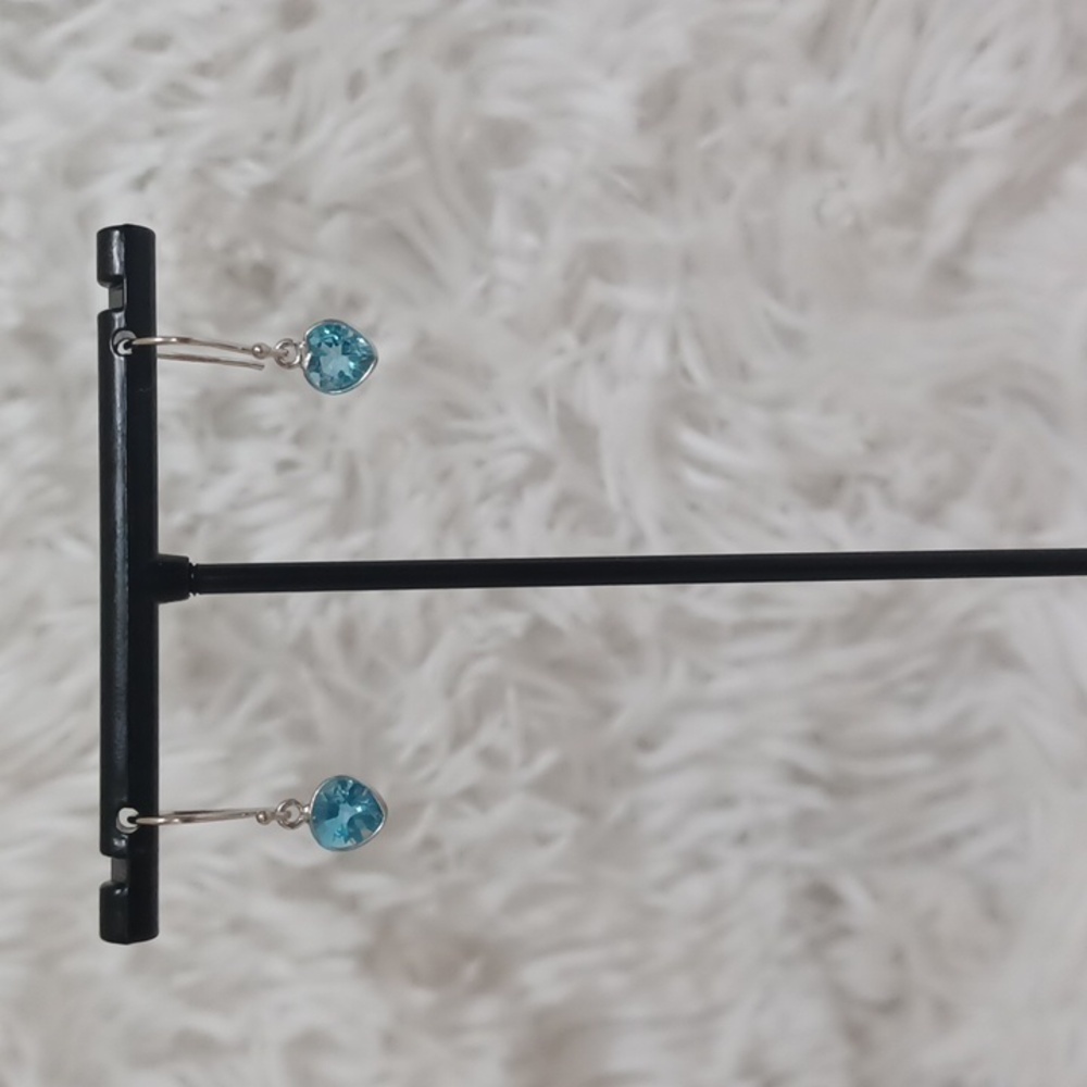 Colleen Lopez Blue Topaz Heart  Drop Earrings NIB